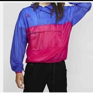 Nike ACG Royal Blue & Bright Pink Anorak Packable Pullover Light Jacket, M